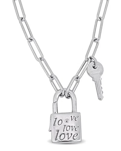Italian Silver Lock & Key Necklace