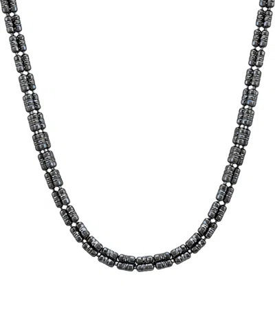 Italian Silver Men's 3-row Black Ice Chain Necklace In Sterling Silver