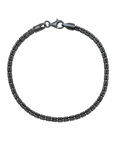 Italian Silver Men's Black Rhodium Bracelet In Sterling Silver