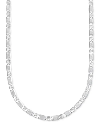 Italian Silver Men's Textured Mixed Mariner Link 22" Chain Necklace In 14 Gold-plated Sterling Silver