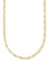 Italian Silver Men's Textured Mixed Mariner Link 22" Chain Necklace In 14 Gold-plated Sterling Silver In Gold Over Silver