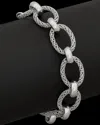 Italian Silver Mesh Oval Adjustable Link Bracelet In Silver