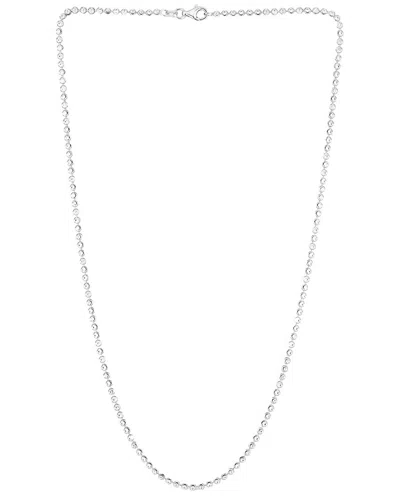 Italian Silver Moon-cut Bead Chain Necklace In Metallic