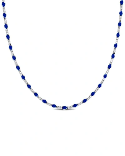Italian Silver Necklace In Blue