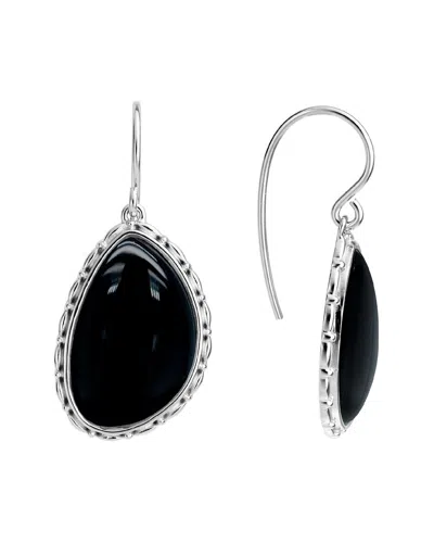 Italian Silver Onyx Dangle Earrings In Metallic