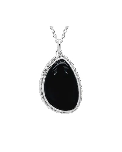 Italian Silver Onyx Necklace In Black