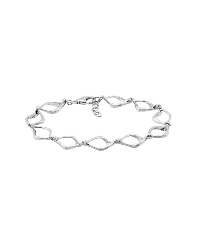 Italian Silver Open Links Bracelet In Metallic