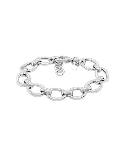 Italian Silver Oval Links Bracelet In White