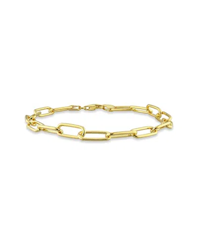 Italian Silver Paperclip Chain Bracelet In Gold