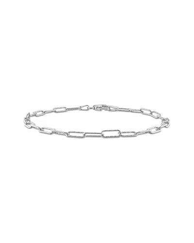 Italian Silver Paperclip Chain Bracelet In Metallic