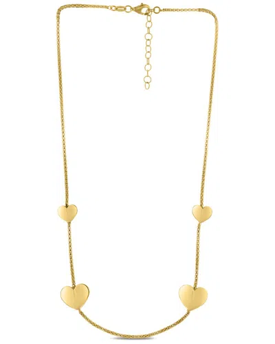 Italian Silver Heart Station Necklace