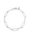 Italian Silver 3-4mm Pearl Paperclip Link Station Bracelet