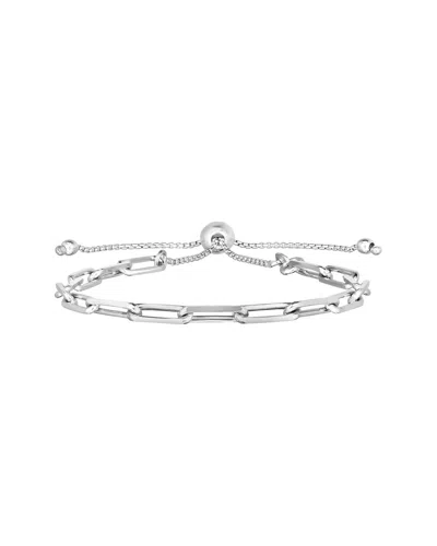 Italian Silver Piazza Di Spagna  Paperclip Link Bolo Bracelet In Metallic