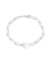 Italian Silver Paperclip Link Heart Bracelet