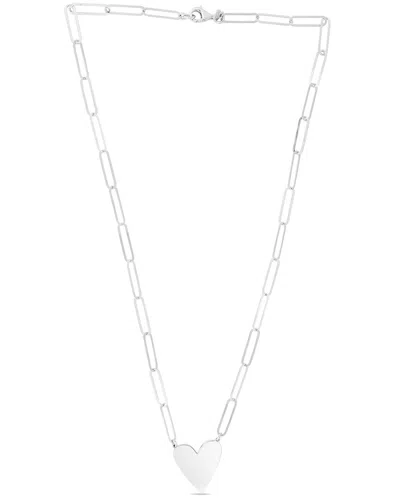 Italian Silver Paperclip Link Heart Necklace