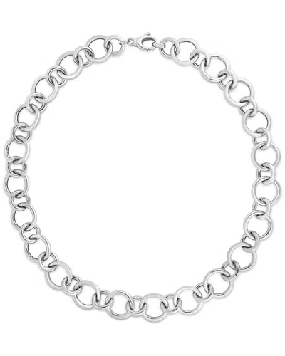 Italian Silver Polished Round Link Necklace
