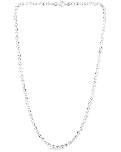 Italian Silver Sterling Silver 2.5mm Moon-cut Bead Chain In Metallic