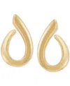 Italian Silver Polished Swoop Drop Earrings In 18k Gold-plated Sterling Silver In Gold Over Silver