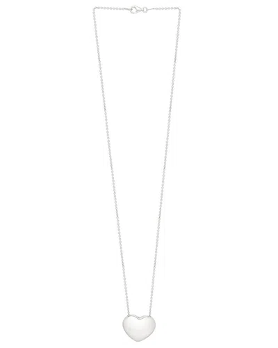 Italian Silver Puffed Heart Necklace In Metallic