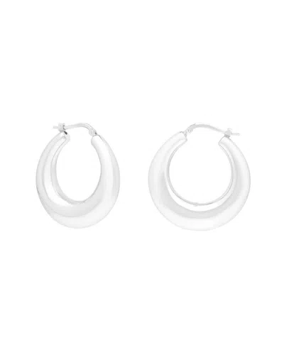 Italian Silver Puffed Hoops In White