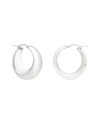Italian Silver Puffed Hoops In White