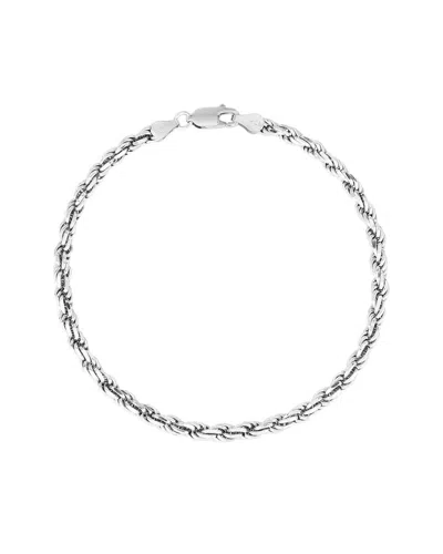 Italian Silver Rope Chain Bracelet In Metallic