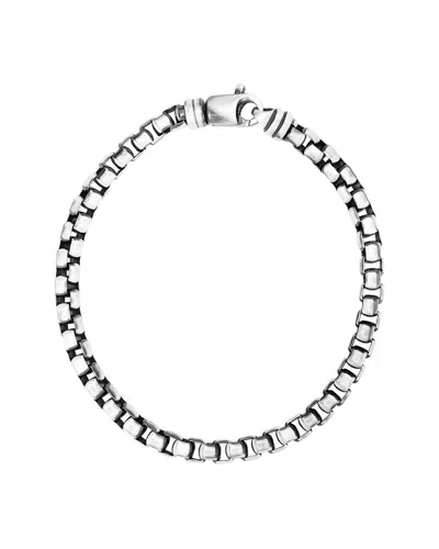 Italian Silver Round Box Chain Bracelet In Metallic