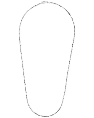 Italian Silver Round Box Chain Necklace In Metallic