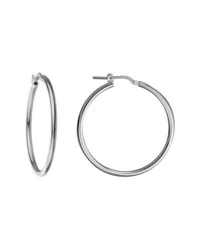 Italian Silver Round Tube Hoops In Metallic