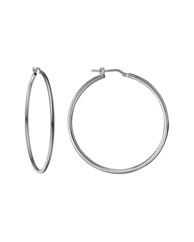 Italian Silver Round Tube Hoops 2mm X 54mm In Metallic