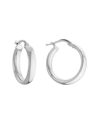 Italian Silver Rounded Hoops In Metallic