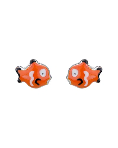 Italian Silver Silver Enamel Clownfish Earrings