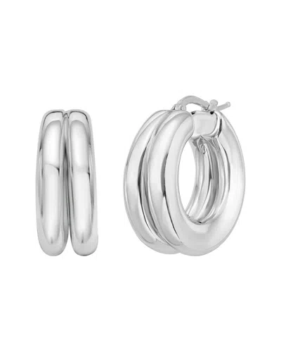 Italian Silver Silver Hoop Earrings In Metallic
