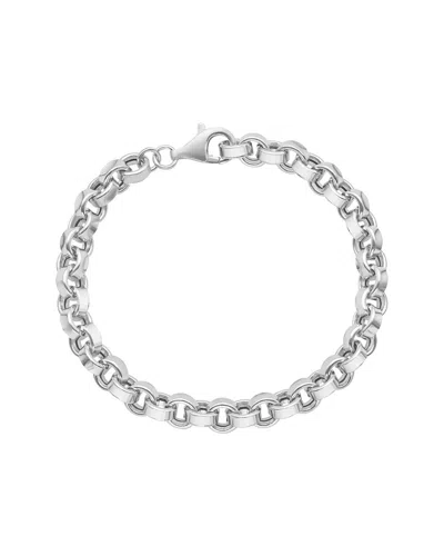 Italian Silver Silver Rolo Link Bracelet In Metallic