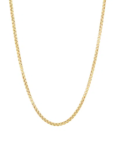 Italian Silver Solid Box Chain Necklace In 18k Gold-plated Sterling Silver In 18k Yellow Gold-plated Sterling Silver
