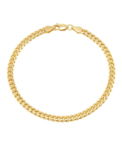 Italian Silver Solid Cuban Chain Bracelet In 18k Gold-plated Sterling Silver In 18k Yellow Gold-plated Sterling Silver