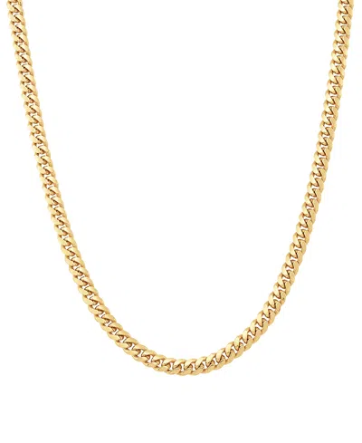 Italian Silver Solid Cuban Chain Necklace In 18k Gold-plated Sterling Silver In 18k Yellow Gold-plated Sterling Silver