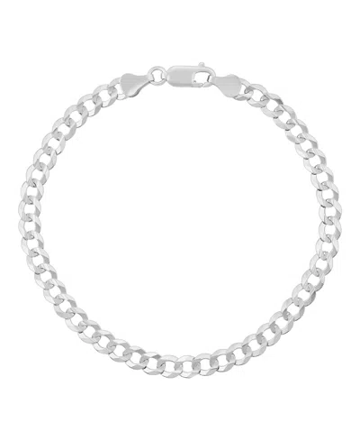 Italian Silver Solid Curb Chain Bracelet In Sterling Silver
