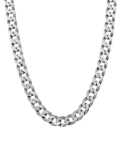 Italian Silver Solid Curb Chain Necklace In Sterling Silver