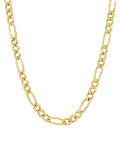 Italian Silver Solid Figaro Chain Necklace In 18k Gold-plated Sterling Silver In 18k Yellow Gold-plated Sterling Silver