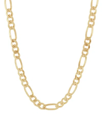 Italian Silver Solid Figaro Chain Necklace In 18k Gold-plated Sterling Silver In 18k Yellow Gold-plated Sterling Silver