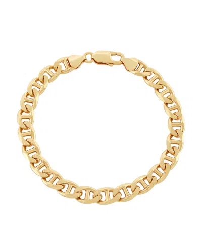 Italian Silver Solid Mariner Chain Bracelet In 18k Gold-plated Sterling Silver In 18k Yellow Gold-plated Sterling Silver