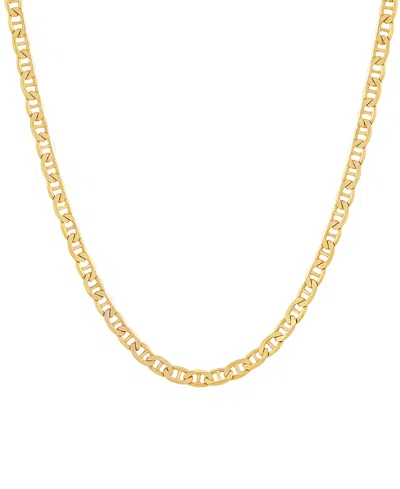 Italian Silver Solid Mariner Chain Necklace In 18k Gold-plated Sterling Silver