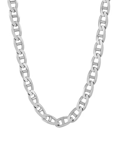 Italian Silver Solid Mariner Chain Necklace In Sterling Silver