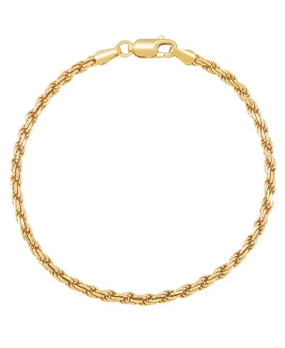 Italian Silver Solid Rope Chain Bracelet In 18k Gold-plated Sterling Silver In 18k Yellow Gold-plated Sterling Silver