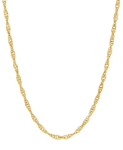 Italian Silver Solid Singapore Chain Necklace In 18k Gold-plated Sterling Silver In 18k Yellow Gold-plated Sterling Silver