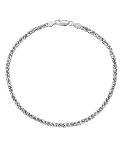 Italian Silver Solid Wheat Chain Bracelet In Sterling Silver