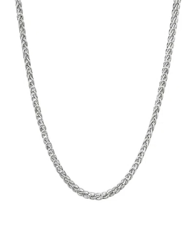 Italian Silver Solid Wheat Chain Necklace In Sterling Silver