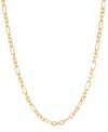 Italian Silver Square Cable Figaro Link Chain Necklace In 18k Gold-plated Sterling Silver, 18" In Gold Over Silver