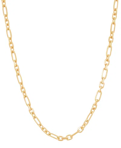 Italian Silver Square Cable Figaro Link Chain Necklace In 18k Gold-plated Sterling Silver, 18" In Gold Over Silver